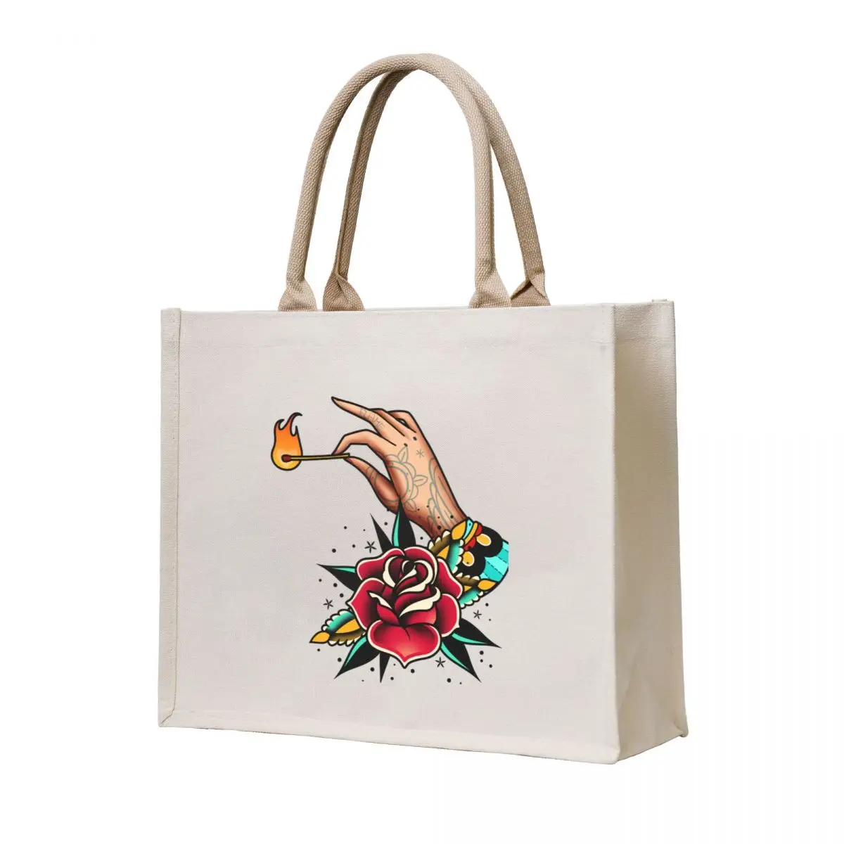 

traditional old school tattoo hand Tote Bag Canvas canvas tote bags reusable shopping bag