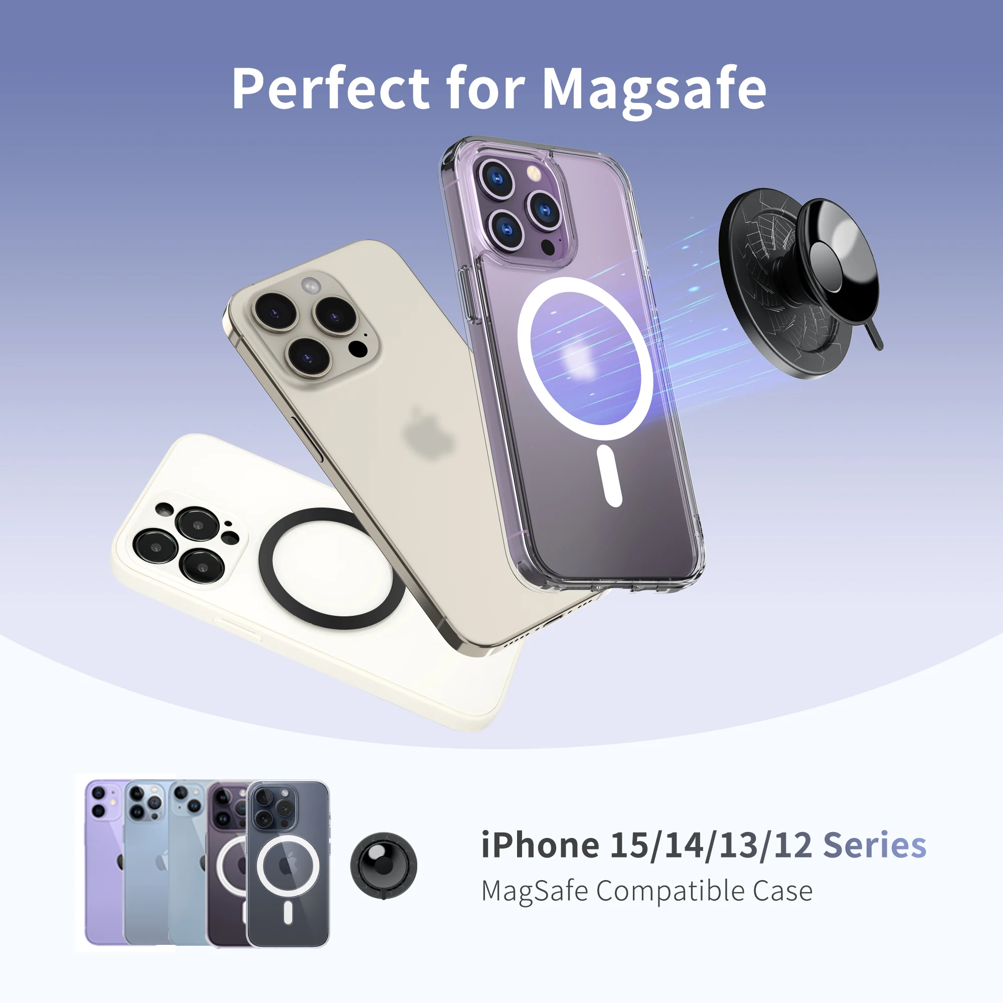 Magnetic Silicone Suction Phone Mount Phones Grip Finger Ring Holder Double-sided Holder for MagSafe For iPhone 15 14 13 Pro Max