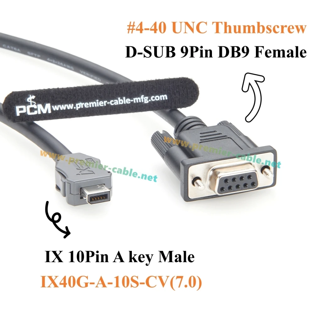 IX Industrial 10 Pin A Key to DB9 Female Serial Cable IX40G-A-10S-CV(7.0) RS232 RS485 Communication Cable CAT6A SFTP Shielded