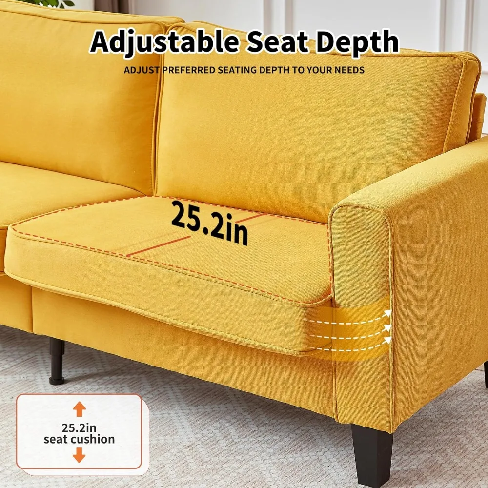 أريكة غرفة المعيشة الحديثة، أريكة من الكتان مقاس 79 بوصة مع أغطية قابلة للغسل وقابلة للإزالة ومقعد قابل للتعديل بعمق، أرائك مريحة لـ Sm