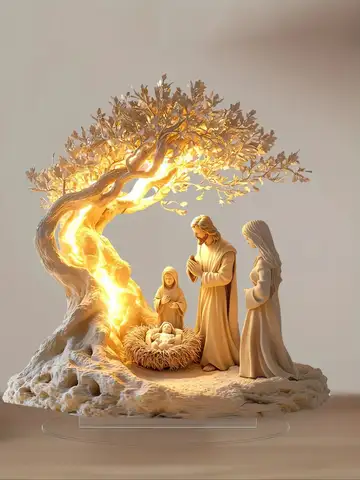 1 piece desktop decoration acrylic ornament Jesus and the Tree of Life newborn home decora ornament children's gift holiday gift