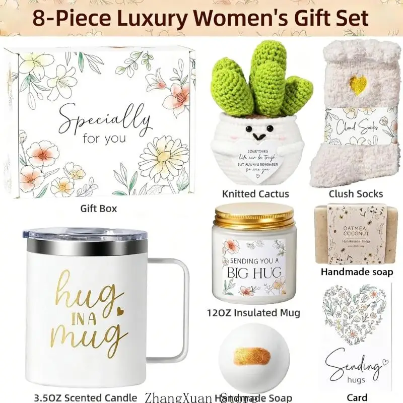 Geschenkset für Frauen, 8-teilig, Flanelldecke, Thermobecher, Duftkerze, Pflege für Sie, angenehme Erholung, Unterstützung 3 x – Detail 6