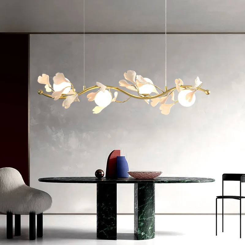 

Nordic Creative Light Luxury Ginkgo Leaf Glass Chandelier LED Modern Restaurant Home Decoration Bar Living Room Exhibition Hall