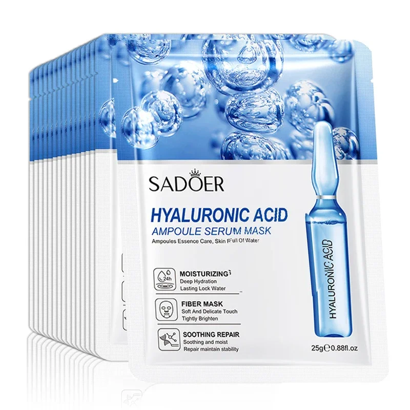 

10pcs SAODER Hyaluronic Acid Facial Masks Face skincare Firming Hydrating Moisturizing Face Mask Facial Skin Care Products