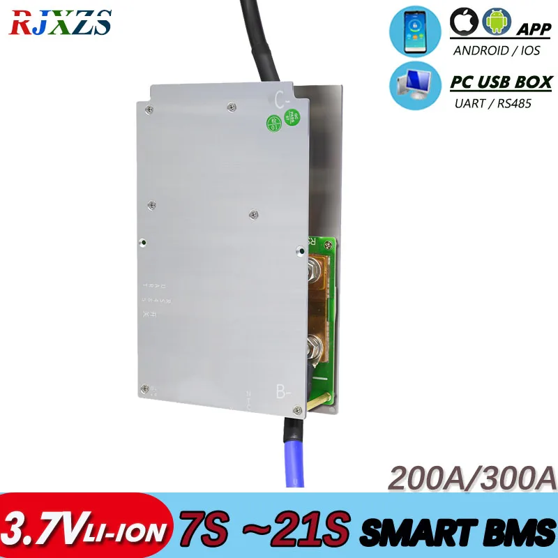 7S to 21S 200A 300A Large Current New DIY Lithium Ion Relay BMS With Android Bluetooth-Compatible APP Software Alloy