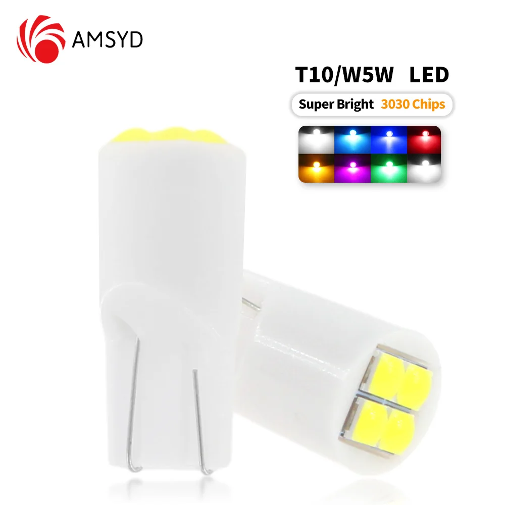 10PCS T10 W5W LED 3030 4SMD Turn Signals Clearance Rear License Plate Lights Car Interior Lighting Instrument Panel Lamp 12V