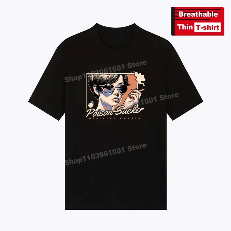 

Breathable Thin T-Shirt Poison Sukar - MID LIFE CRYSIS Print Shirts y2k Harajuku Hip Hop Casual Street Short Sleeve Tees