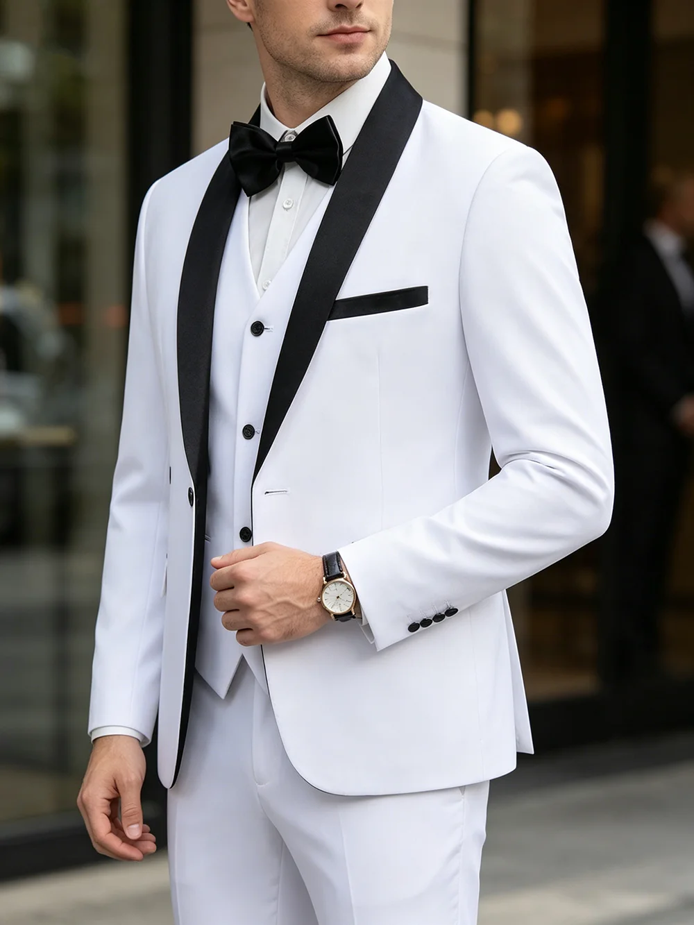 

Men Autumn Wedding Party Three Pieces Set Large Size Male Blazer Coat Pants and Vest Fashion Slim Fit Suits for Men Gentleman