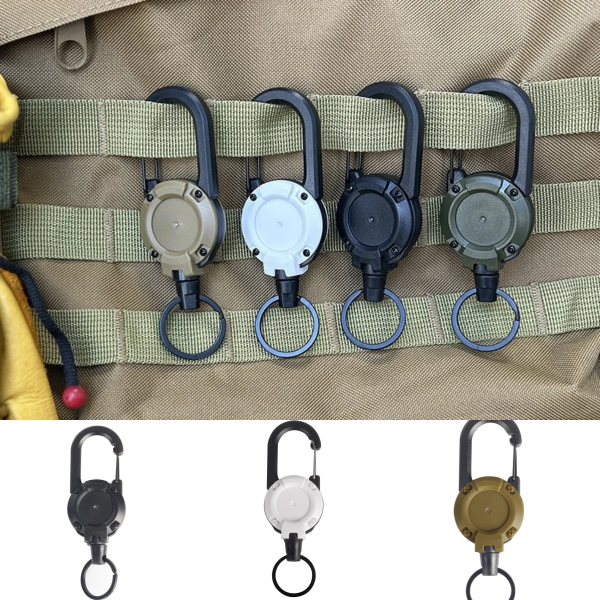 

Steel Wire Tactical Automatic Retractable Buckle Rope Camping Tools Anti-theft Elastic Keychain Carabiner Buckle Rope кемпинг