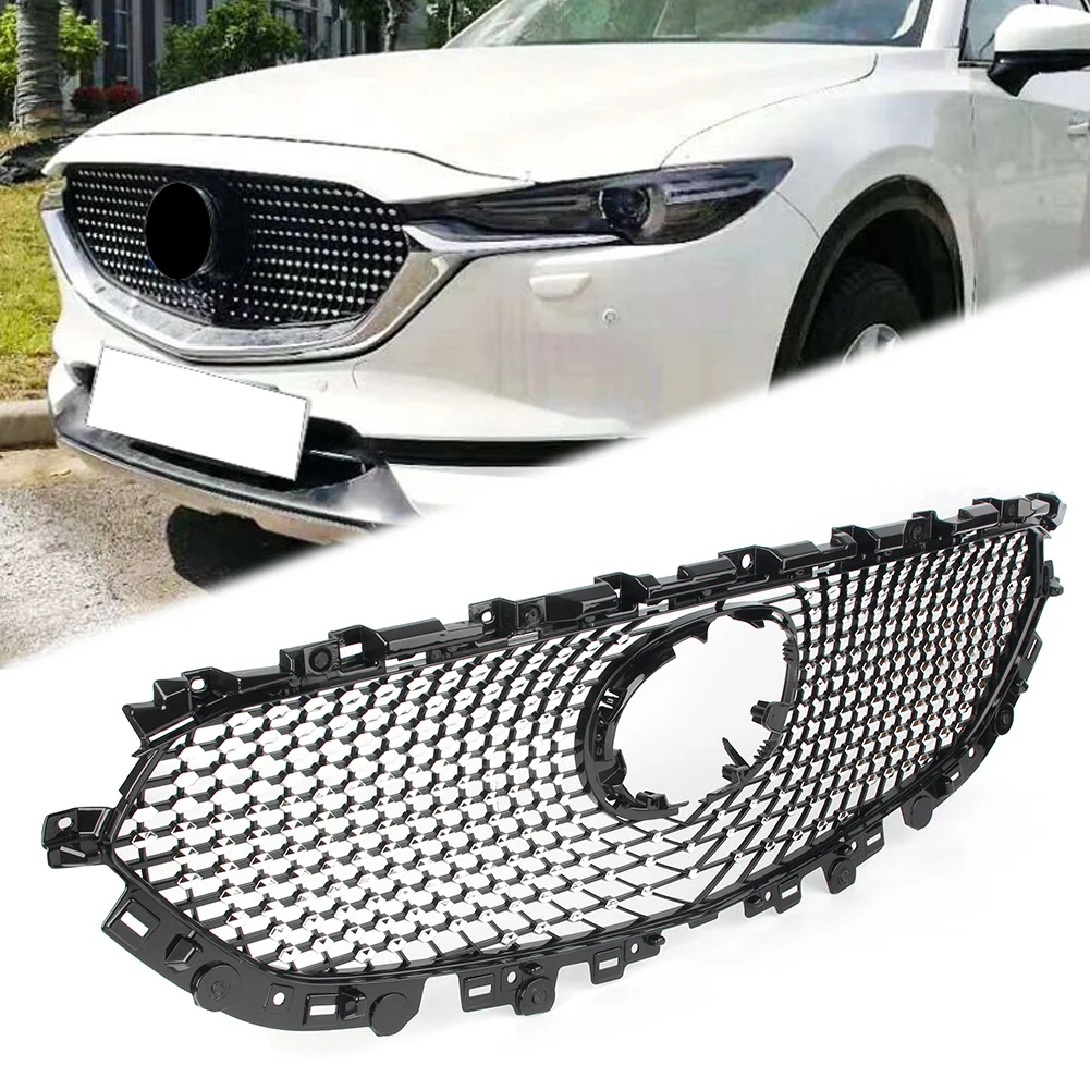 ABS Car Racing Grille Front Bumper Mesh Grill For Mazda CX-8 CX-5 KE KF 2017 2018 2019 2020 2021 CX5 CX8 17 18 19 20 21 Black