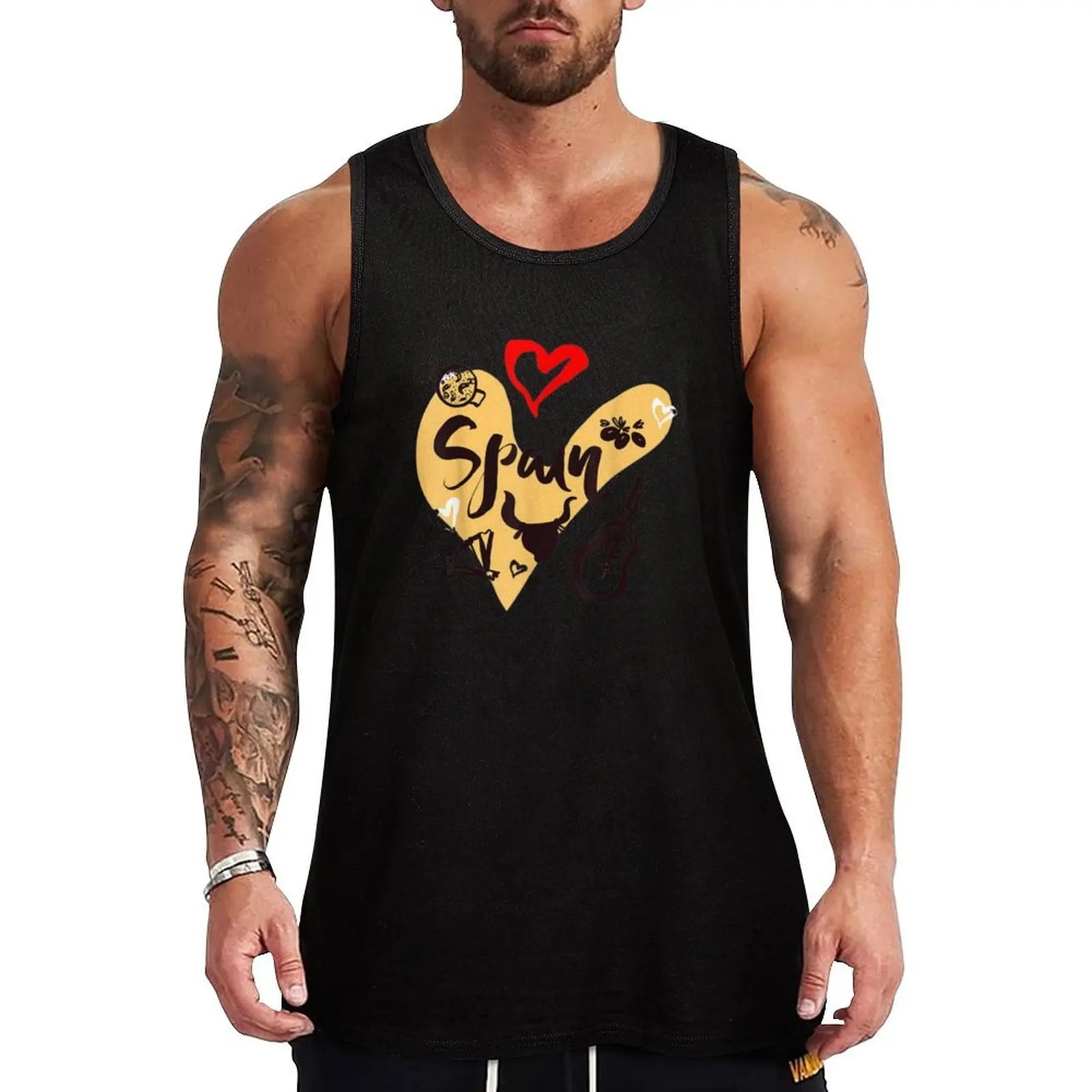 

I Love Spain Culture Tee Tank Top sleeveless t-shirts for men Men's gym gym t shirt men