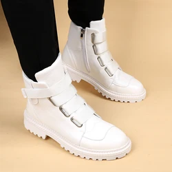 mens fashion party banquet cowboy boots natural leather shoes platform warm cotton winter snow boot ankle botas masculina zapato