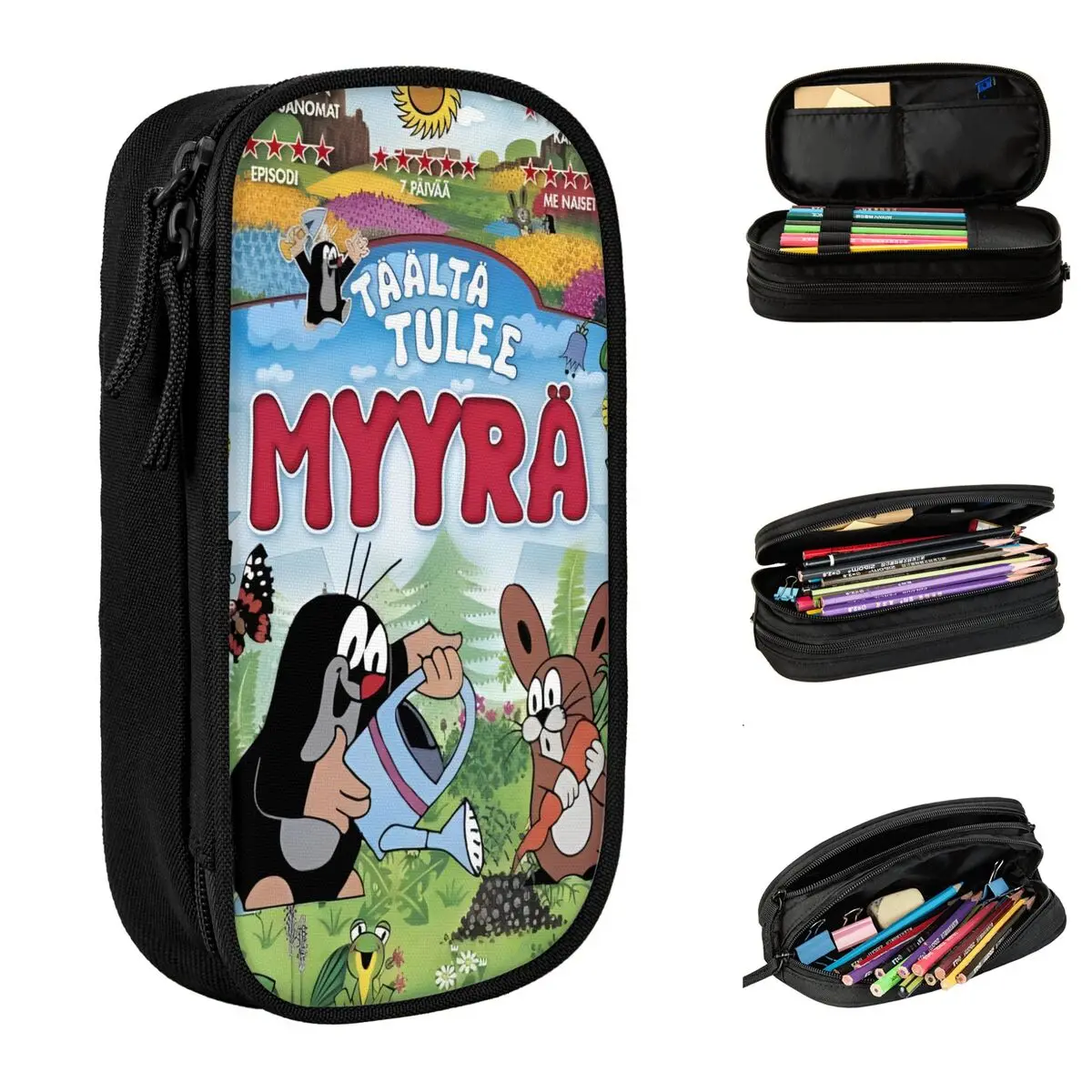 

The Little Mole Pencil Case Back To School Pencil Cases Double Layer Girls Boys Fashion College Pencil Box Stationery Organizer