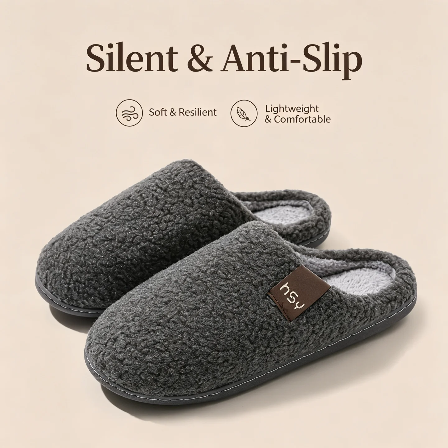 Winterwarme Plüsch-Hausschuhe für Damen und Herren, weiche, dicke Sohle, rutschfest, geräuschlos, für den Innenbereich, Baumwollschuhe, lässige Paar-Schuhe. – Detail 13