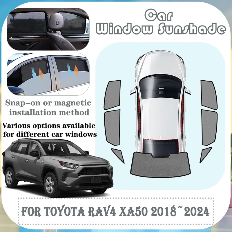 

Для Toyota RAV4 XA50 2018-2024: Индивидуальные магнитные шторки-сетки на окна автомобиля, защита от солнца, для лобового стекла