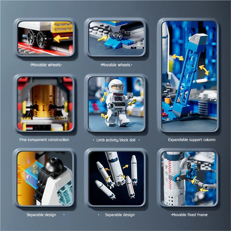 Aerospaces Building Blocks Razzo con equipaggio Mestiere Centro di lancio Spazio Veicoli spaziali Aviation City MOC Modello Mattoni Kit Set