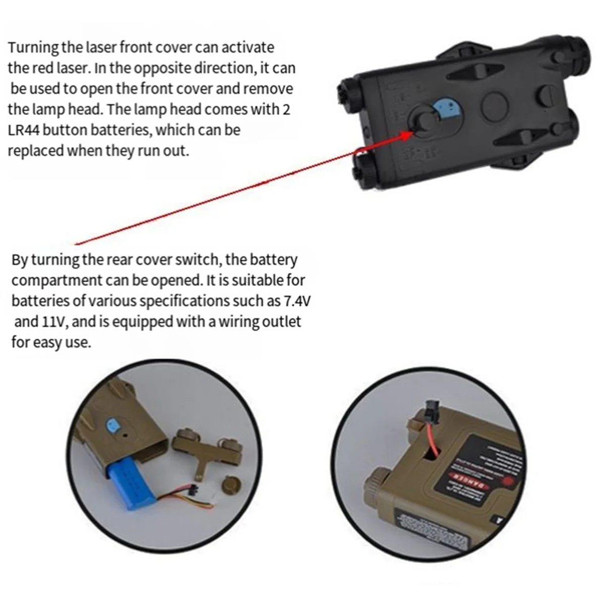 A03F-PEQ2 ไฟเลเซอร์สีแดงสําหรับอุปกรณ์ตกแต่งแบตเตอรี่เลเซอร์ NERF รุ่นที่ 9 ไนลอน