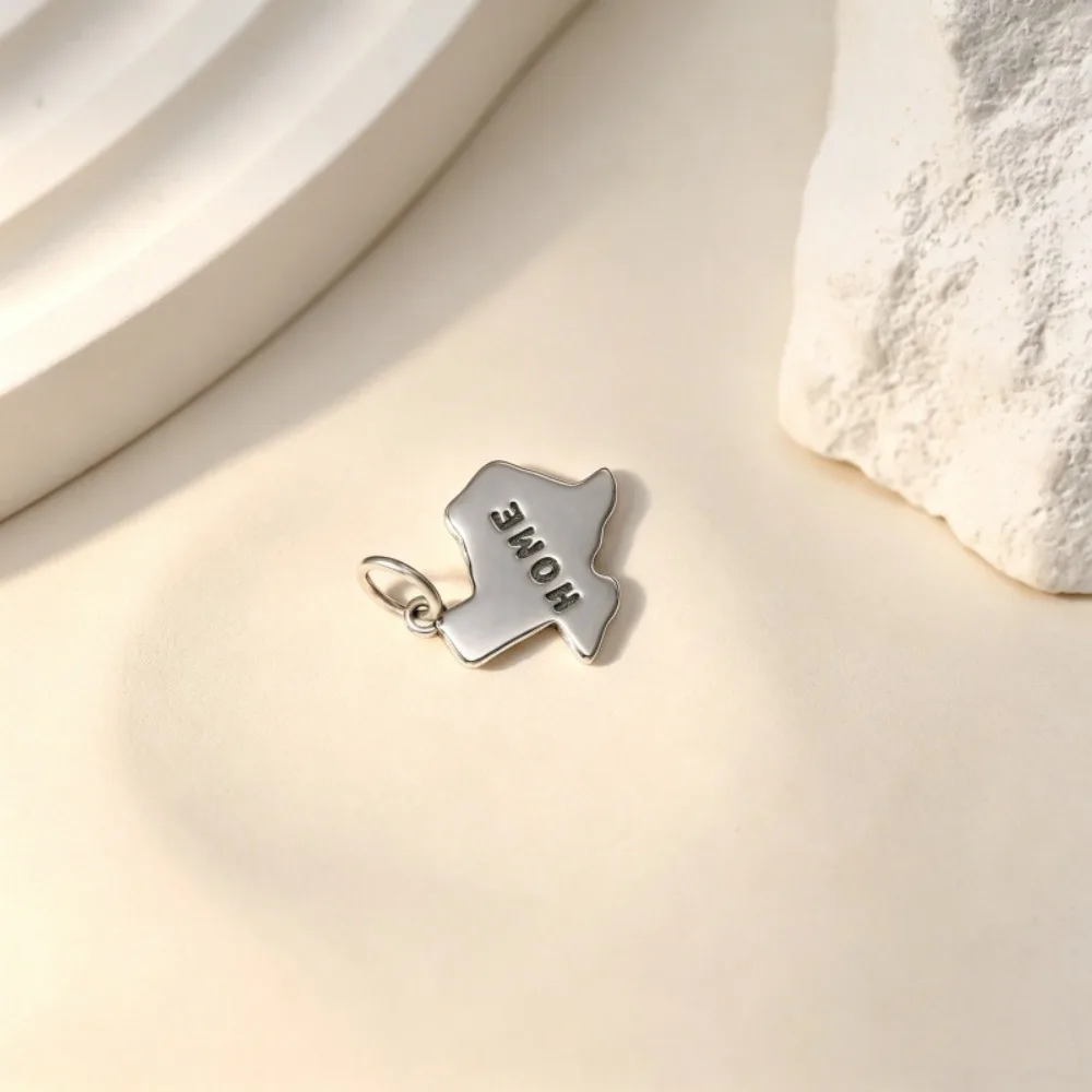 Silver‑Tone Texas Map HOME Letter Dangle Charm Pendant USA State Shape Bead With Jump Ring Fit Snake Chain Bracelet Necklace