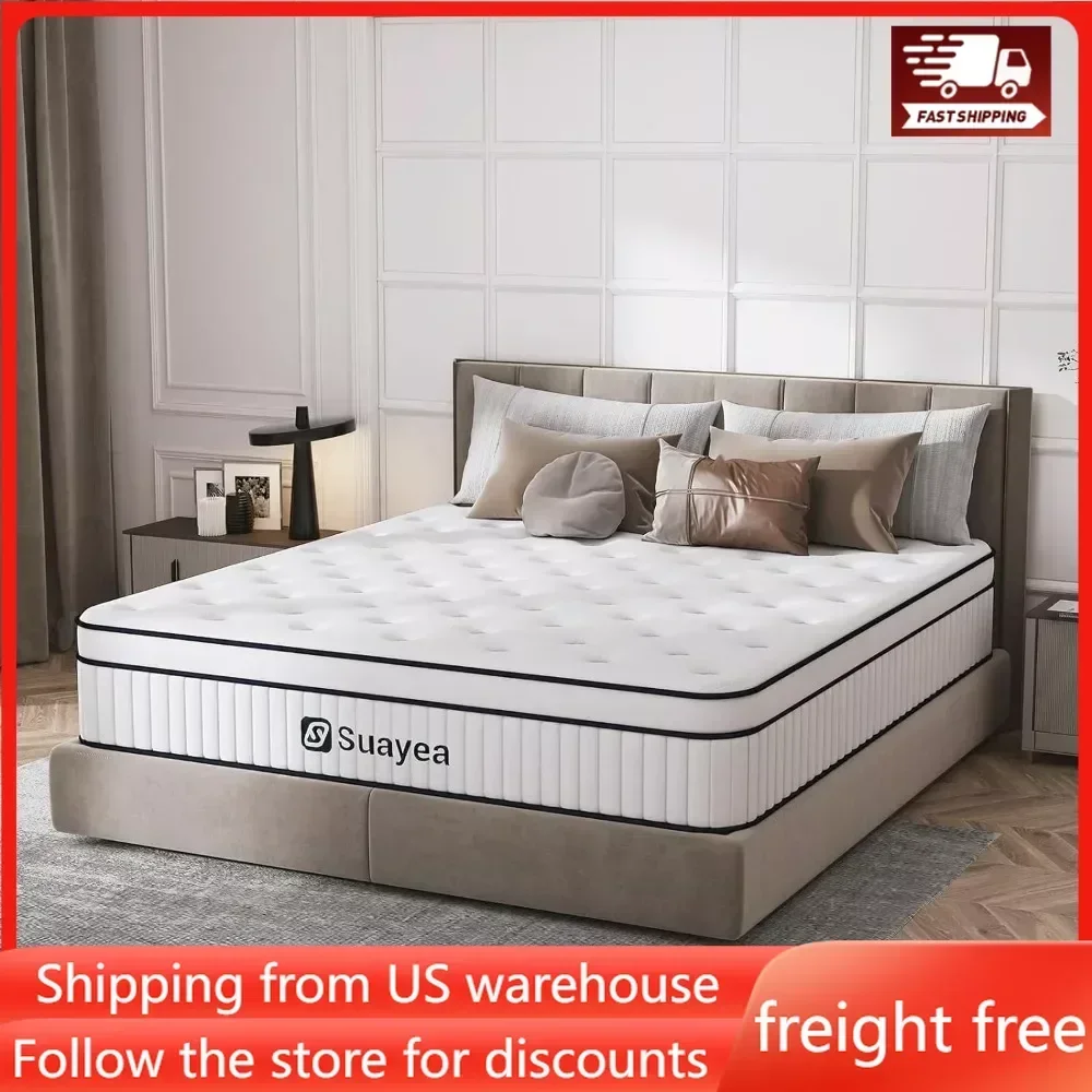 10 Inch King Size Mattress in a Box, Strength Hybrid Mattress with Pocket Spring and Soft Foam, Ultimate Motion Isolation