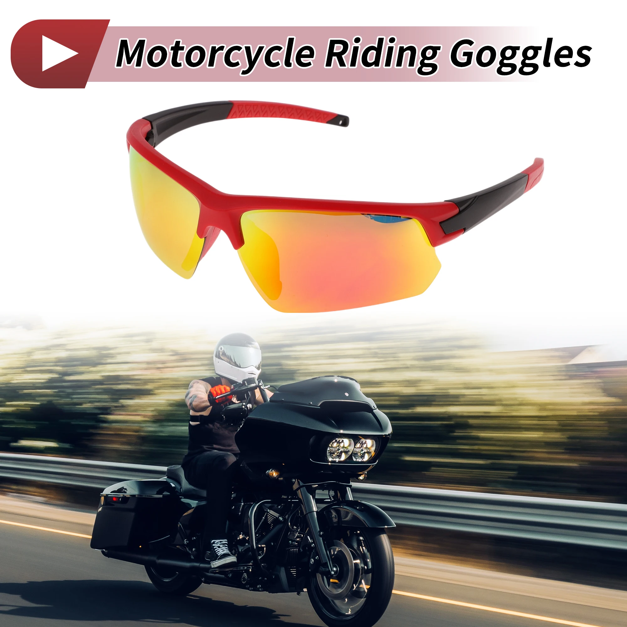 

X Autohaux, 1 шт., очки для езды на мотоцикле, красные линзы, красная, черная оправа