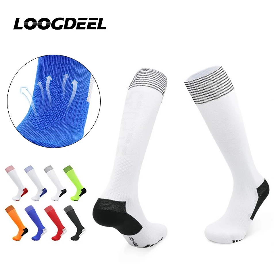 

Loogdeel, 1 пара детских спортивных носков, профессиональные футбольные носки, утолщенные нескользящие носки с махровой подошвой выше колена для взрослых