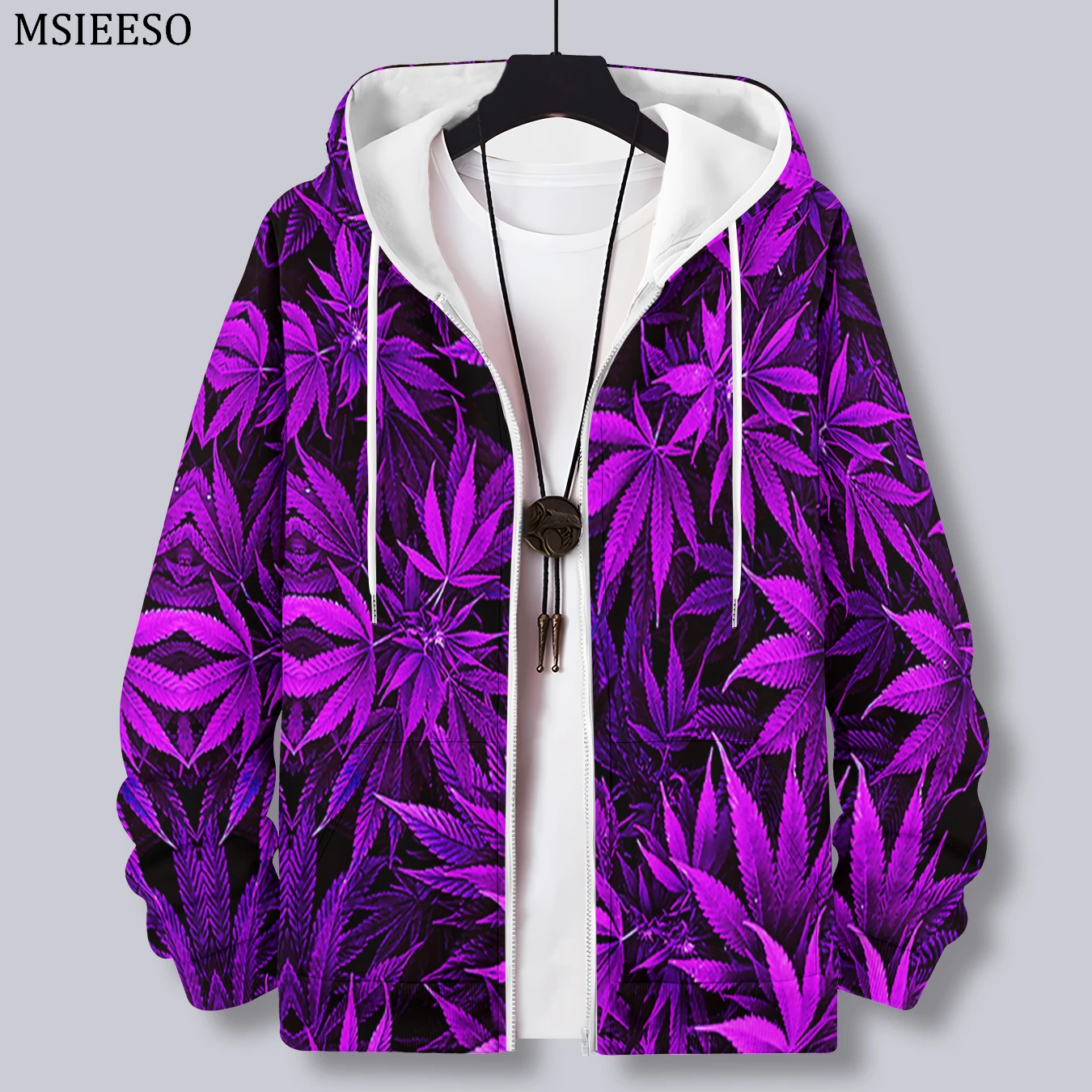 

MSIEESO Plant Weed Hoodie Graphics Printed Men Zipper Hoodies Fashion Women Hooded Sweatshirt Streetwear Zipper Coat