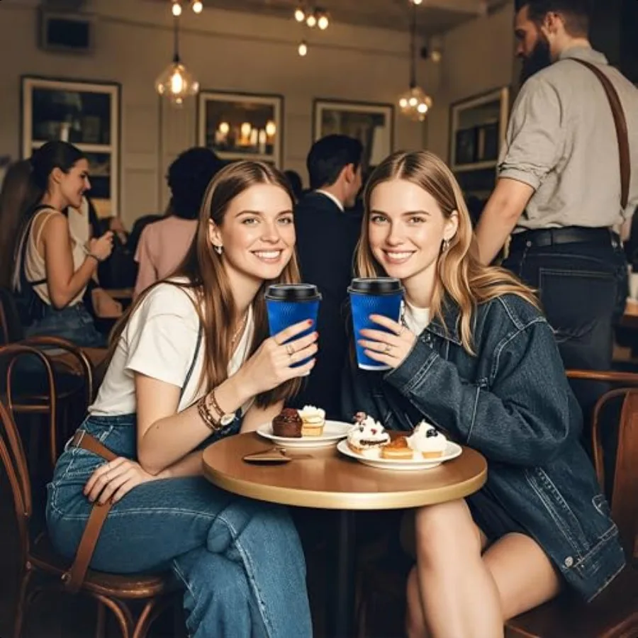 60 sztuk kubków do kawy 350 ml z pokrywkami, dwuścienny izolowany termicznie papierowy kubek z falistą ścianką, szczelny kubek do kawy na gorące napoje do zabrania się z nim na zewnątrz.