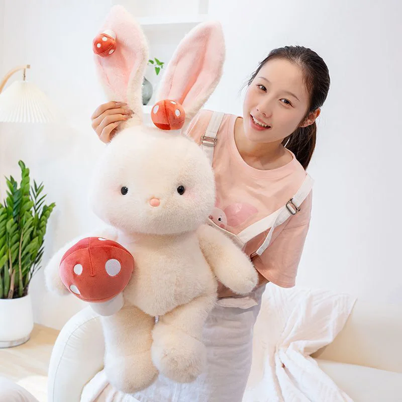 귀여운 버섯 토끼 플러시 장난감 인형 작은 토끼 인형 잠자는 인형 소녀를위한 생일 선물