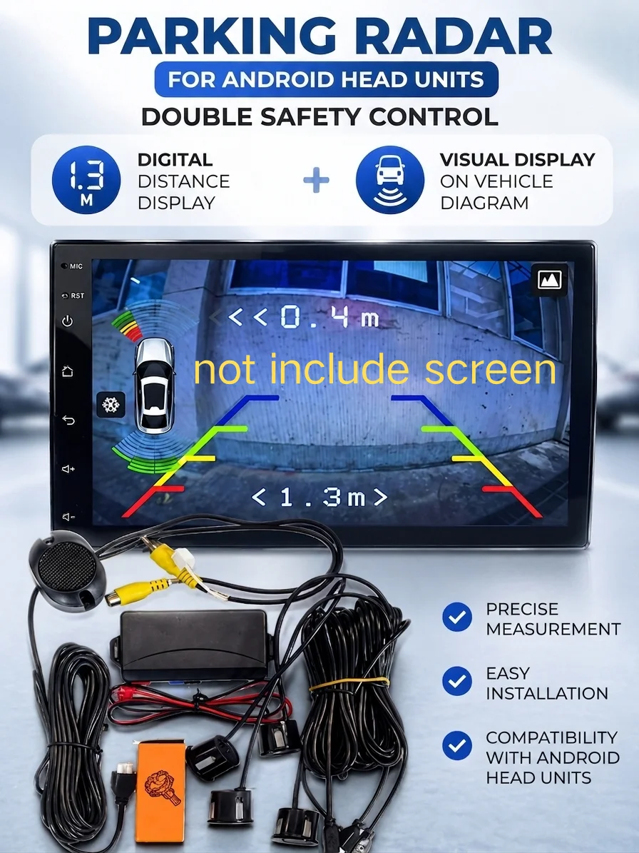SMART STAR Android Car Parking Sensor 4 Sensors Digital Display Reverse Icon for Android Head Unit Radio