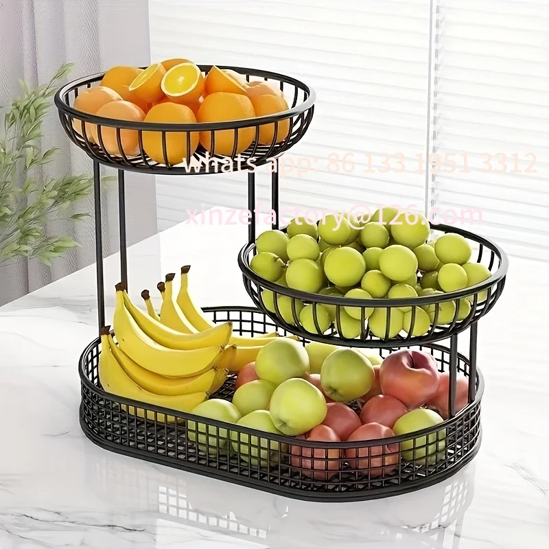

Customizable 3-Tier Metal Fruit Basket Stand - Elegant Golden Finish Snack & Cake Display Organizer with Ventilated Design for K