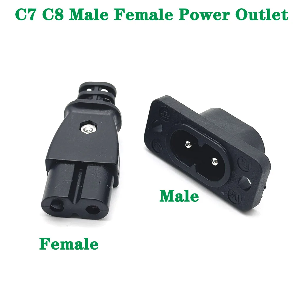 1/3Pcs C8 male power socket C7 female plug power outlet embedded electric connector connector 35mm*15mm AC 2.5A 5A 250v