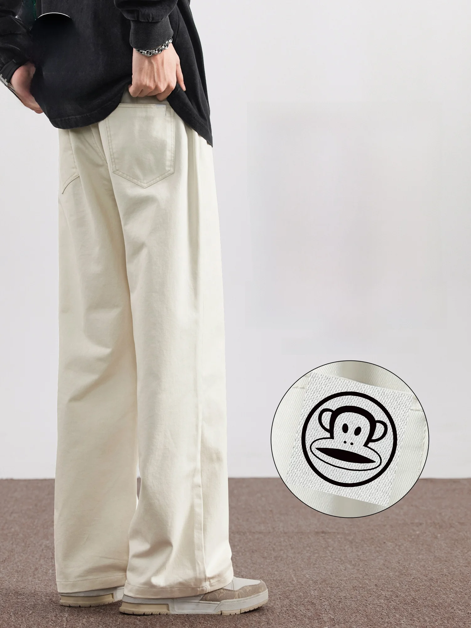 

Мужские повседневные брюки PaulFrank из чистого хлопка с широкими штанинами, весенние спортивные свободные брюки прямого кроя в стиле ретро