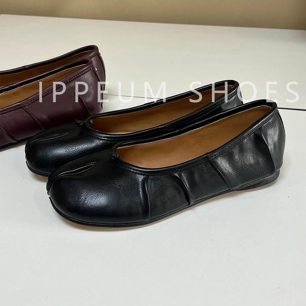 IPPEUM Tabis Shoes Black Split Toe Women Mary Janes Plus Size 44  Ballerina Zapato MujerBallet Flats Tabi Footwear image 4