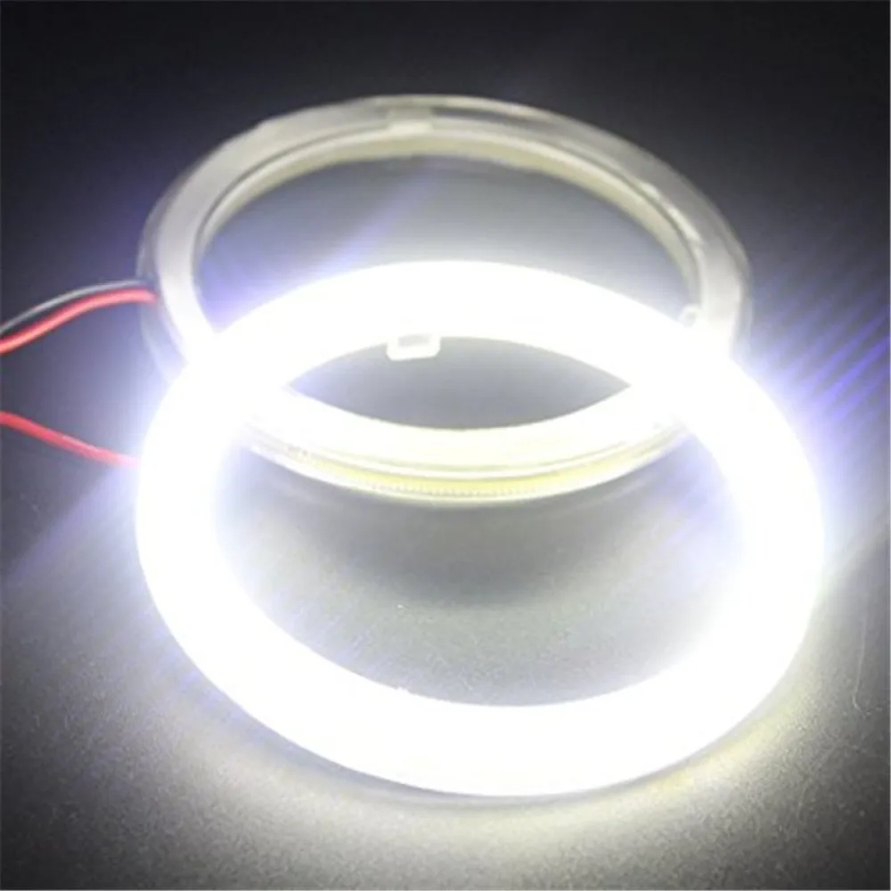 2Pcs White LED Angel Eyes Turn Lights 90/100/110/120mm COB Ring Light 12V Car Motorcycle Scooter Headlight Auto Accessories