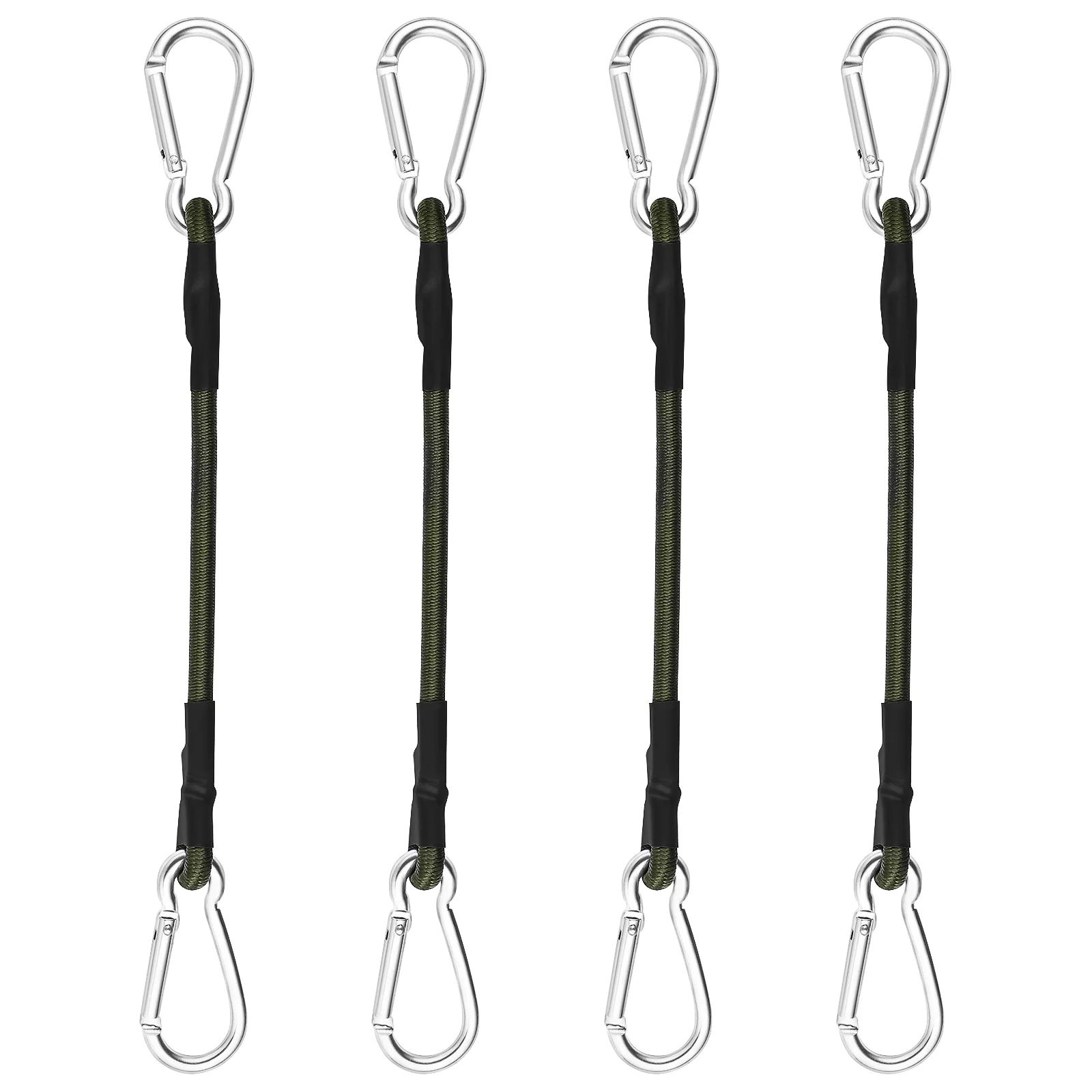 

4 Pcs Carabiner Bungee Cords with Hooks Elastic Outdoor Band Luggage Tie Downs Stretch