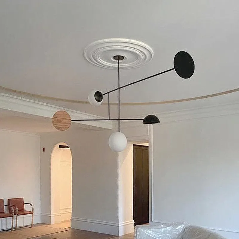 Andrew Astro Chandelier Minimalist Rotating Light Design Geometric Pole Hanging Light Dining Room Indoor Home Coffee Shop Light