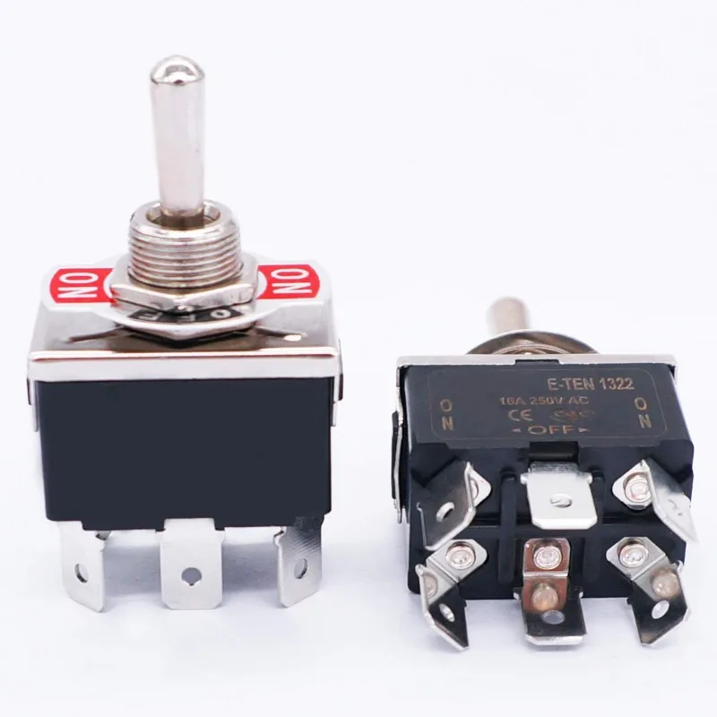 3Sets Latching Toggle Rocker Switch 6Pin ON/OFF/ON DPDT Heavy Duty 15A250VAC Switch with Waterproof Boat Cap,6.3mm Terminal Wire