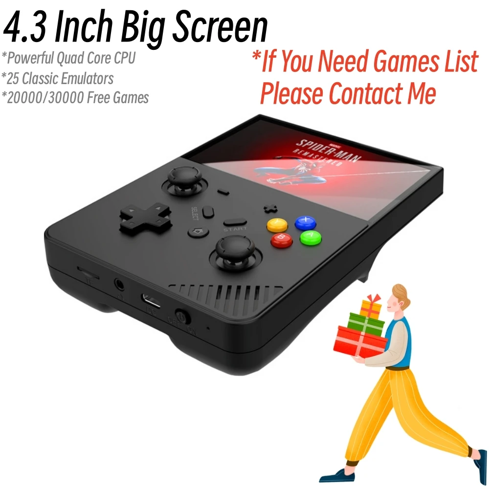 30000 Free Games R43 Pro Portable Game Console M18 Mini Handheld Game Player Open Source 4.3 Inch HD Screen For PSP/PS1/MAME