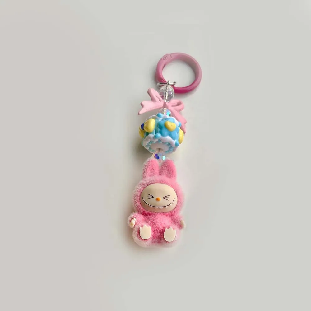 

Labubu keychain Doll Couple Keyring Kawaii Cartoon Creative Bowknot Phone Chain Bag Pendant Charms Backpack Decoration Gifts