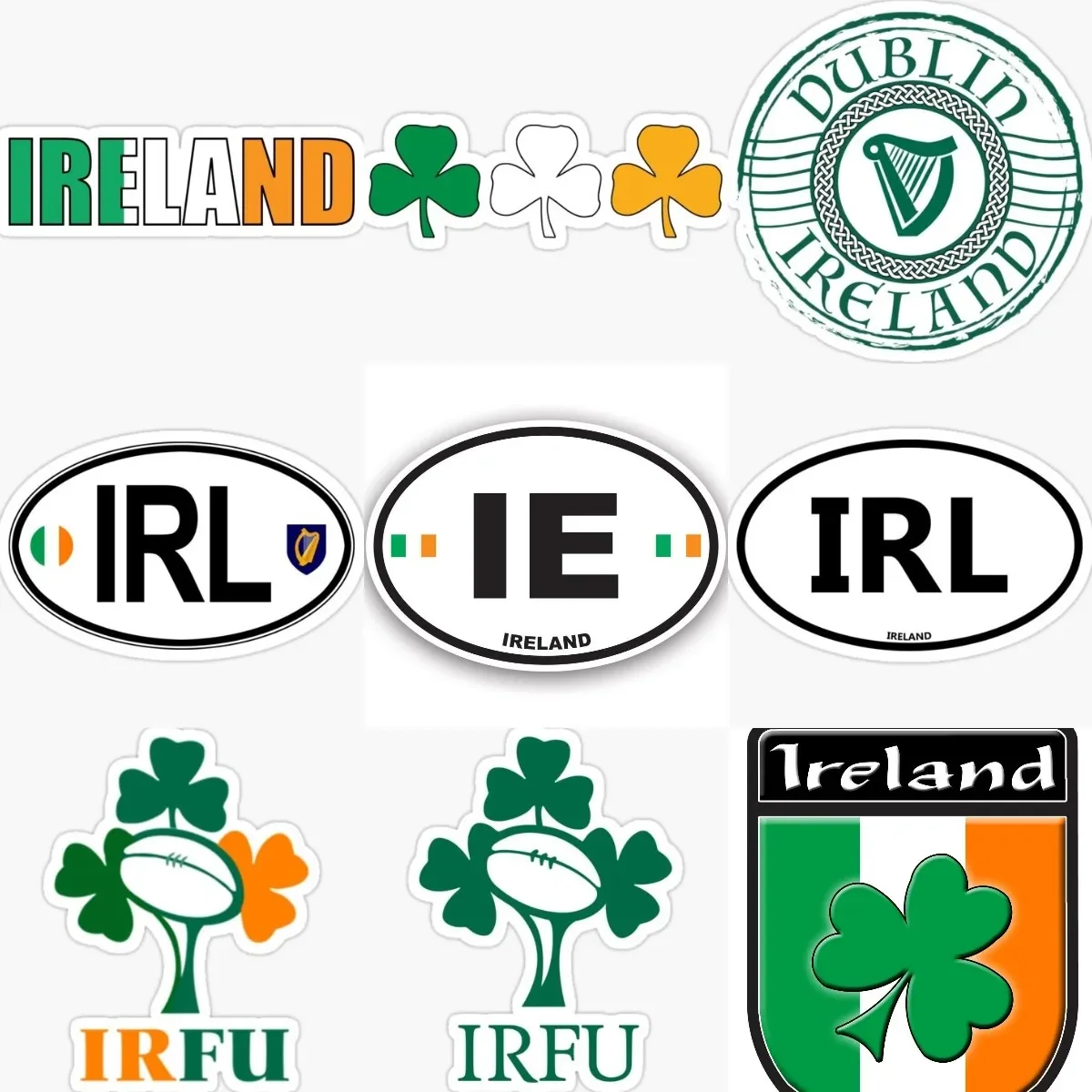 

Ireland IRL Flag Luck Clover PVC Sticker for Covered Scratch Decorate Car Window Laptop Door Bumper Motorcycle Decal Accessories