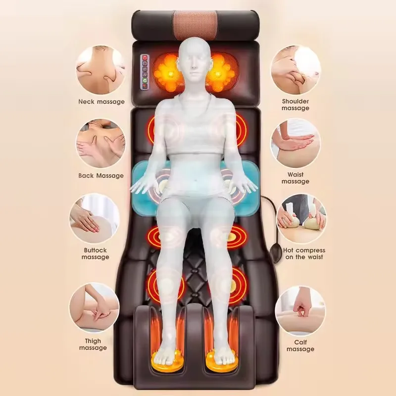 전기 마사지 매트리스 진동 가열 마사지 쿠션, 목 등 발 전신 통증 스트레스 완화, 바디 릴랙스