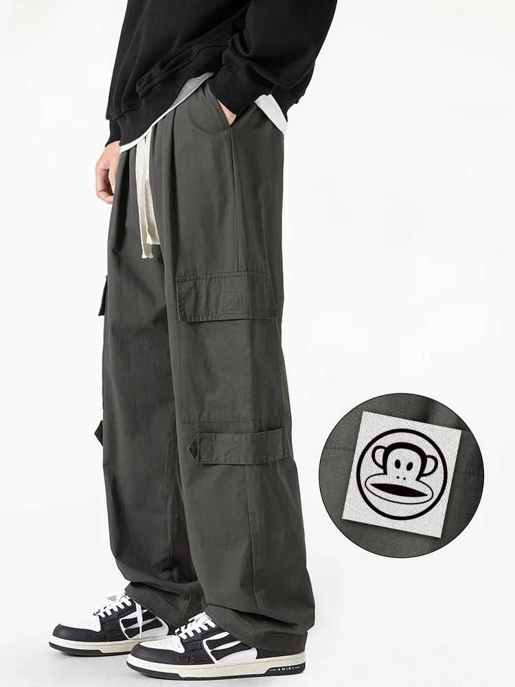 

Мужские повседневные брюки PaulFrank из чистого хлопка, американские ретро-брюки в рабочем стиле, весна-осень, новинка, свободный крой, прямые джинсы