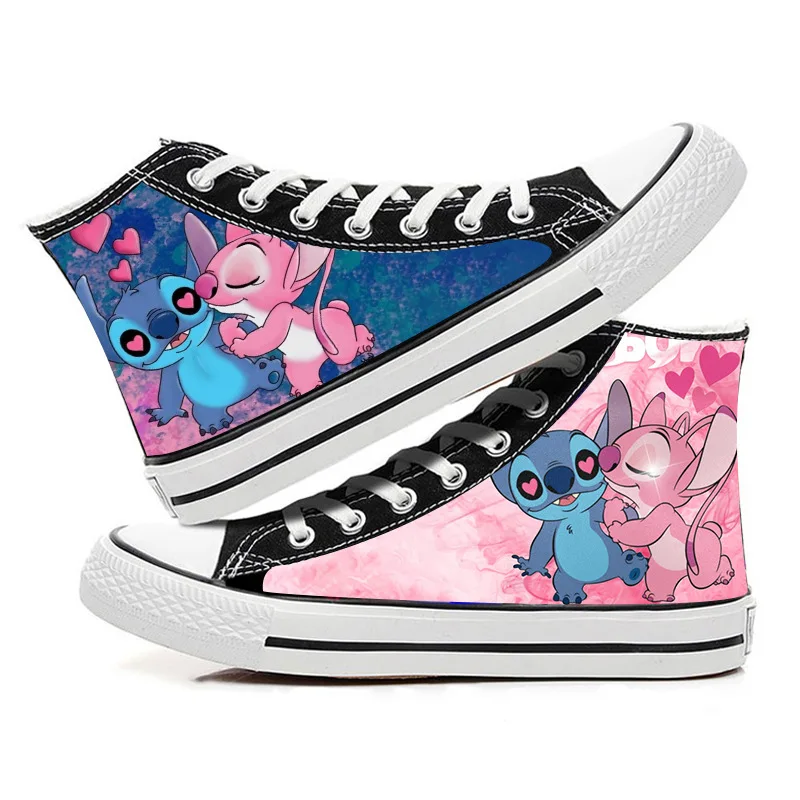 

Cute Stitch Cartoon Pattern Print High-top Flat Canvas Shoes Couples Student Sneakers Versatile Men and Women Casual Shoes