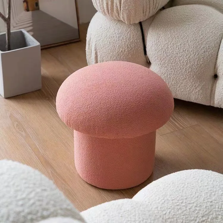 Mushroom Shape Cute Ottoman Dressing Makeup Shoe Stool Pouf Soft Fleece Bench Adutls Baby Kids Gift Home Decor Furniture