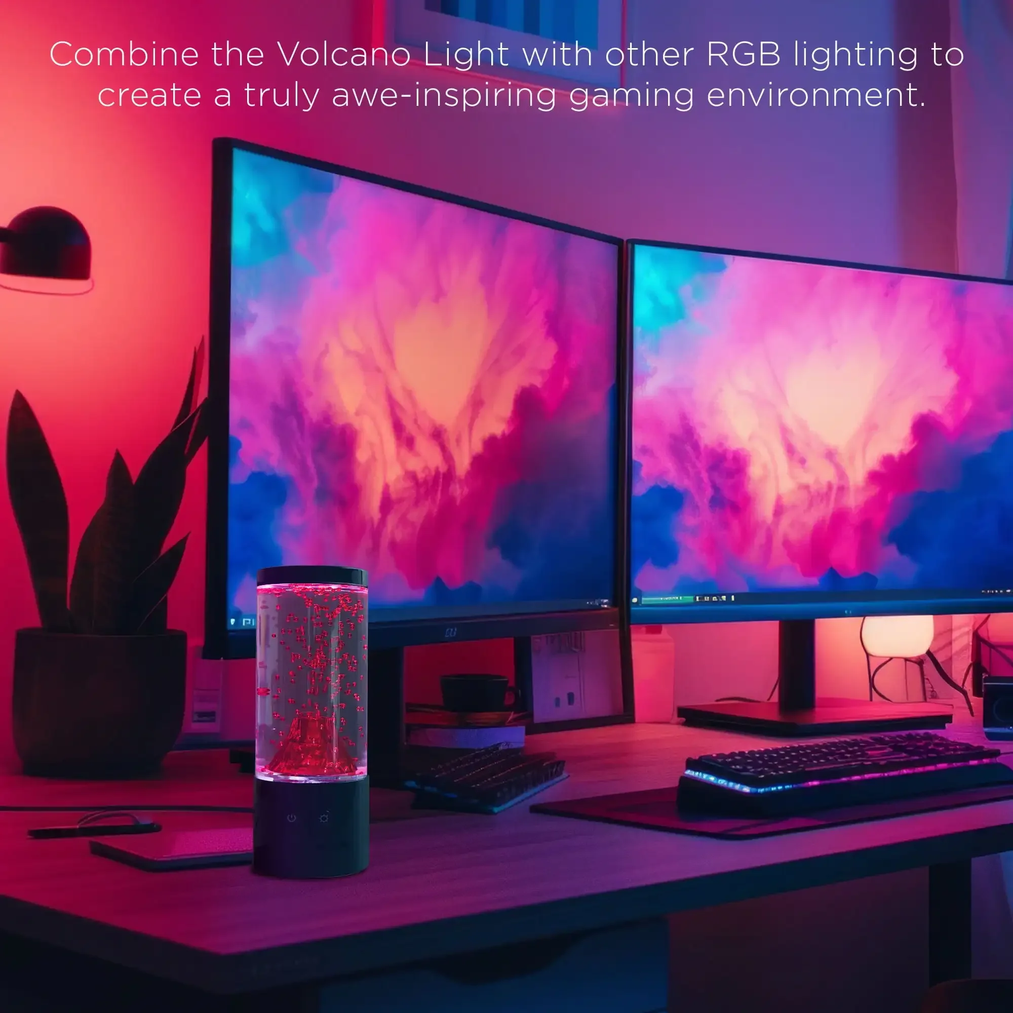 【9IN RGB Volcano Night Light】مصباح USB LED، محاكاة حركة منتفخة، إضاءة المزاج لديكور المكتب المنزلي، هدية للأطفال/الكبار