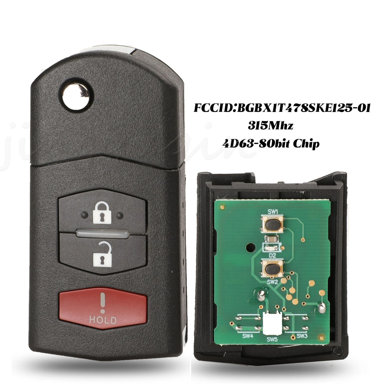 

JYQ 2+1Buttons Remote Car Key 315Mhz For Mazda 3 5 2011-2015 For Mazda CX-7 CX7 2009-2012 BGBX1T478SKE125-01 Original 4D63 Chip
