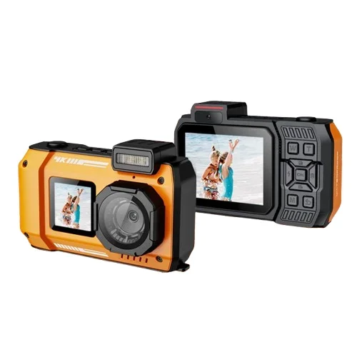 IP68 Waterproof Sports Camera 4K 18X Optical Zoom D50 Dual Display Underwater Camera for Beach Vacation/Surfing