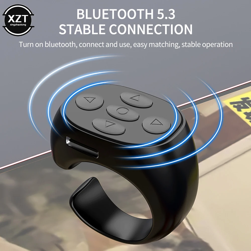 

Wireless Bluetooth Ring Remote Control Portable Fingertip Selfie Video Controller Automatic Page Turner Browsing For Phone