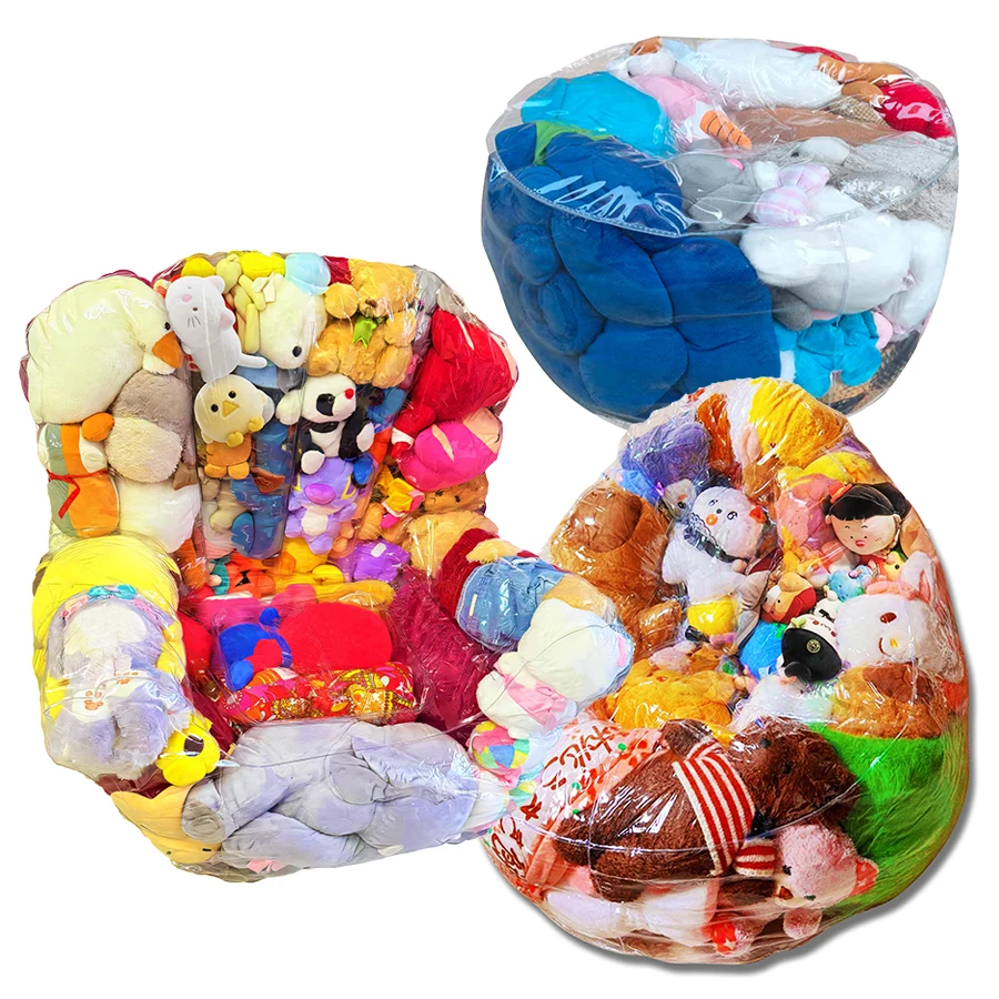 50/150/180L Transparent Children Plush Toys Storage Chair Cover Bean Bag With Zipper Lazy Sofas Seat Doll Tatami Storage Bags