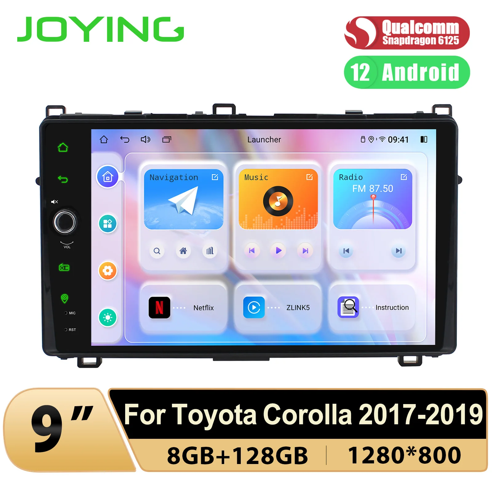 Joying Upgrade  9 Inch Car Radio Stereo Multimedia Player For Toyota Corolla Auris E180 2017-2019 With Carplay Android Auto